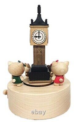 New wooden music box Kitty and steam clock Free shipping from Japan