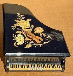 Nice Inlaid Wood Italian Sorrento Piano Music Jewelry Box Trinket Grand