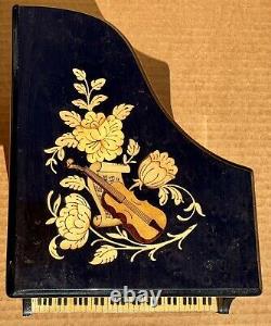 Nice Inlaid Wood Italian Sorrento Piano Music Jewelry Box Trinket Grand