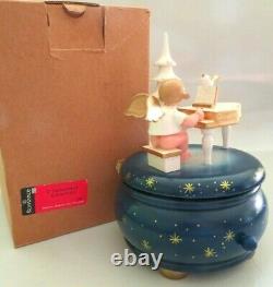 Nwt Wood Erzgebirge Ulbricht Reuge Turning Music Box, Angel, Piano, Xmas Tree