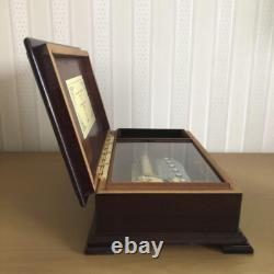 ORPHEUS Music Box SANKYO 50 Note Danube Dance Mahogany Japan Used