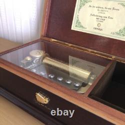 ORPHEUS Music Box SANKYO 50 Note Danube Dance Mahogany Japan Used