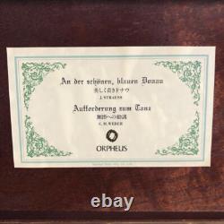 ORPHEUS Music Box SANKYO 50 Note Danube Dance Mahogany Japan Used