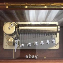 ORPHEUS Music Box SANKYO 50 Note Danube Dance Mahogany Japan Used