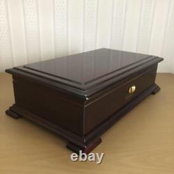 ORPHEUS Music Box SANKYO 50 Note Danube Dance Mahogany Japan Used