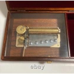 ORPHEUS SANKYO 50 note 2 pieces Wood Music box Jewel box DX121-CAB Tested