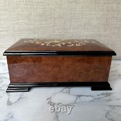 ORPHEUS SANKYO Music Box 50 Note Clair de lune 2 Parts Made In Italy Wood Inlay