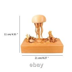 OceanSeries Mechanical Jellyfish Wood Music Box Artistic Decoration with Tune