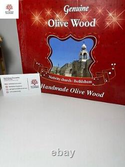 Olive Wood Hand Carved Musical Box Nativity Set Christmas Carved Bethlehem Art
