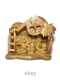 Olive Wood Music Box Nativity Scene Holy Family Bethlehem Christmas Craft Gifts