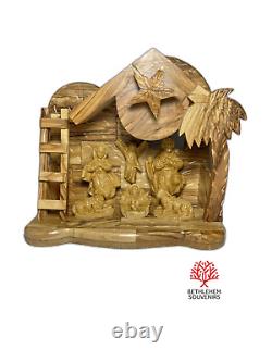 Olive Wood Music Box Nativity Scene Holy Family Bethlehem Christmas Craft Gifts