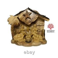 Olive Wood Music Box Nativity Scene Holy Family Bethlehem Christmas Craft Gifts