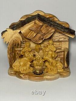 Olive Wood Music Box Nativity Scene Holy Family Bethlehem Christmas Craft Gifts