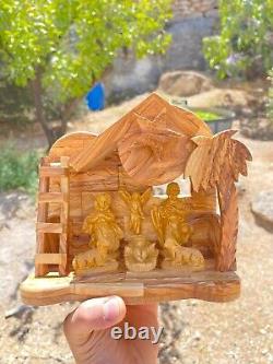 Olive Wood Music Box Nativity Scene Holy Family Bethlehem Christmas Craft Gifts