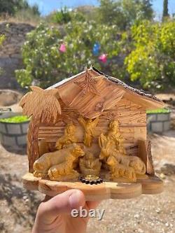 Olive Wood Music Box Nativity Scene Holy Family Bethlehem Christmas Craft Gifts