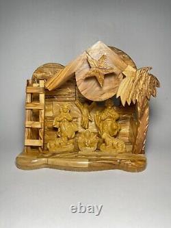 Olive Wood Music Box Nativity Scene Holy Family Bethlehem Christmas Craft Gifts