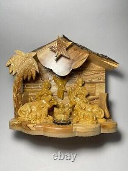 Olive Wood Music Box Nativity Scene Holy Family Bethlehem Christmas Craft Gifts