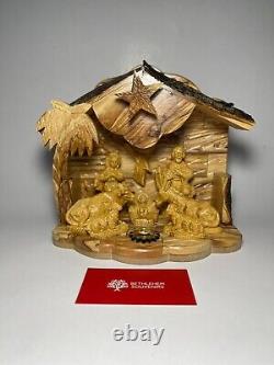 Olive Wood Music Box Nativity Scene Holy Family Bethlehem Christmas Craft Gifts