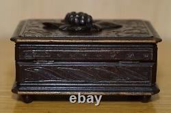 Original Antique Grape Vine Carved Black Forest Wood Music Box Needs Service