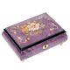 Ornate Floral Design Purple Italian Hand Crafted Inlaid Wood Jewelry Music Box