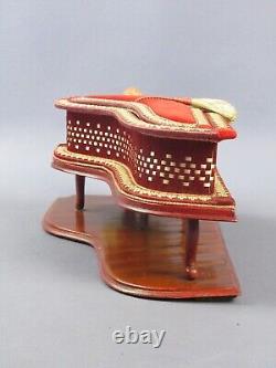 Piano Music Box Wood And Fabric With Dolly Jewelry Vintage Years'60