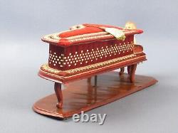 Piano Music Box Wood And Fabric With Dolly Jewelry Vintage Years'60