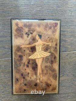 Premium Wooden Music Box with Pretty Ballerina Inlay Brahms Lullaby