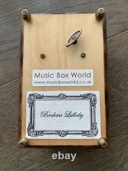 Premium Wooden Music Box with Pretty Ballerina Inlay Brahms Lullaby