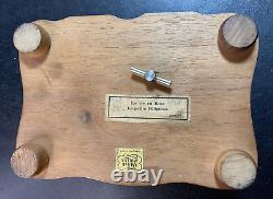 RARE Papeterie Raeber Muller Wood Etched Music Box 6.75 x 4.75 x 3.25 WORKS