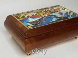 RARE VTG Noahs Ark Israel Wooden Music Jewelry Trinket Box Mahogany Wood Romance