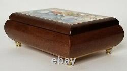 RARE VTG Noahs Ark Israel Wooden Music Jewelry Trinket Box Mahogany Wood Romance