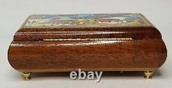 RARE VTG Noahs Ark Israel Wooden Music Jewelry Trinket Box Mahogany Wood Romance