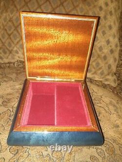 REDUCED-Vintage Swiss Musical Movement Inlaid Wood Working Musical Love Story