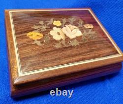 REUGE Inlaid Lacquer Wood Music Jewelry Box Swiss Keepsake Handcrafted vintage