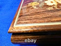REUGE Inlaid Lacquer Wood Music Jewelry Box Swiss Keepsake Handmade Art Vintage