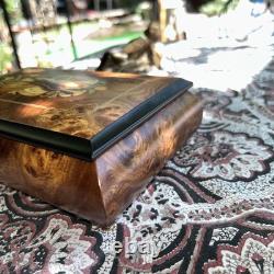 REUGE Jewelry Music Box Inlaid Wood Italy Swiss Movement Menuet De Beethoven