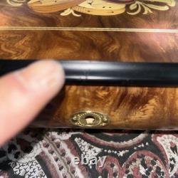 REUGE Jewelry Music Box Inlaid Wood Italy Swiss Movement Menuet De Beethoven