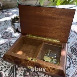 REUGE Jewelry Music Box Inlaid Wood Italy Swiss Movement Menuet De Beethoven