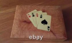 REUGE MUSIC One of a Kind Poker Theme Wood Inlay of 4 Aces Music Box