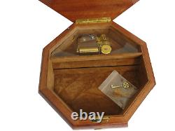 REUGE Marquetry Inlaid Wood Treasure Chest Jewelry Music Box O Christmas Tree