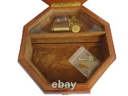 REUGE Marquetry Inlaid Wood Treasure Chest Jewelry Music Box O Christmas Tree