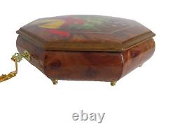 REUGE Marquetry Inlaid Wood Treasure Chest Jewelry Music Box O Christmas Tree