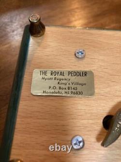 REUGE Music Box Green Wooden Floral Engraved Antique Swiss Vintage Decor