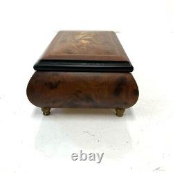 REUGE ROMANCE Music Box Antique Jewelry Box Swiss Wood Brown Black Gold