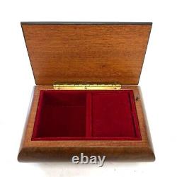 REUGE ROMANCE Music Box Antique Jewelry Box Swiss Wood Brown Black Gold