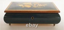 REUGE SORRENTO MUSICAL JEWELRY BOX Wood with Floral Inlay MADE IN ITALY