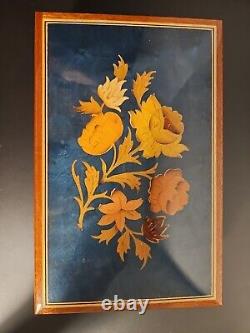 REUGE SORRENTO MUSICAL JEWELRY BOX Wood with Floral Inlay MADE IN ITALY