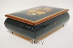 REUGE SORRENTO MUSICAL JEWELRY BOX Wood with Floral Inlay MADE IN ITALY