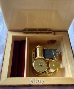 REUGE Style Wooden Inlay Musical Box Jewelry Rings Beautifully Crafted Italian