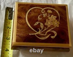 REUGE Style Wooden Inlay Musical Box Jewelry Rings Beautifully Crafted Italian